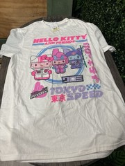 HYBRID Hello Kitty Tokyo Speed Graphic Print White Cotton Crew Neck T-Shirt M