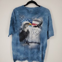 The Mountain T-shirt American Flag Eagle Blue Tye Dye Size XL Mens Country Jets