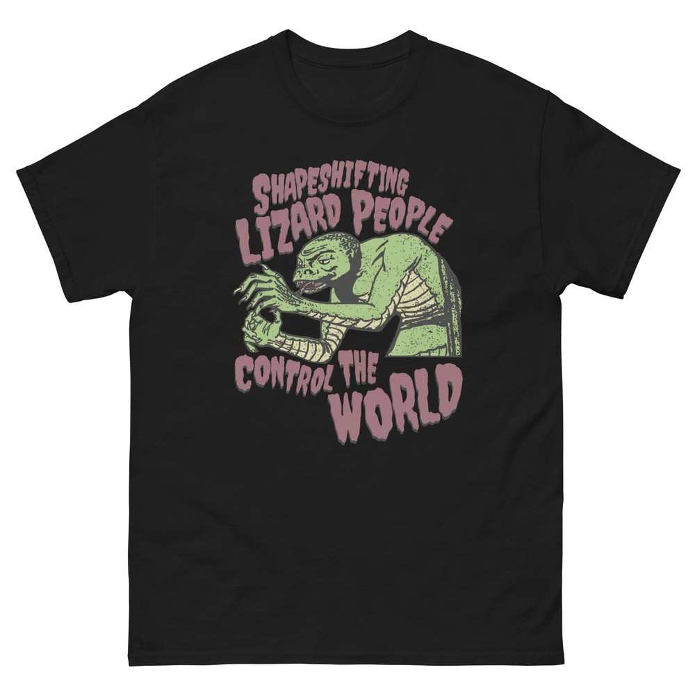 Shapeshifting Lizard People Control The World Vintage Retro Alien Sci Fi T-Shirt