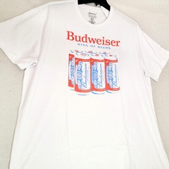 BUDWEISER SIX PACK BEER T SHIRT MENS XL TALL XLT WHITE PULLOVER BUD CERVEZA NWT