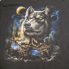 DOM Wolf Pack T-Shirt Black Night Nature Wolves Graphic Print Shirt Mens XL