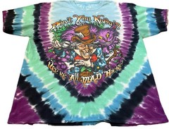Liquid Blue Alice in Wonderland T-Shirt Men XLarge Blue Tie Dye Psychedelic