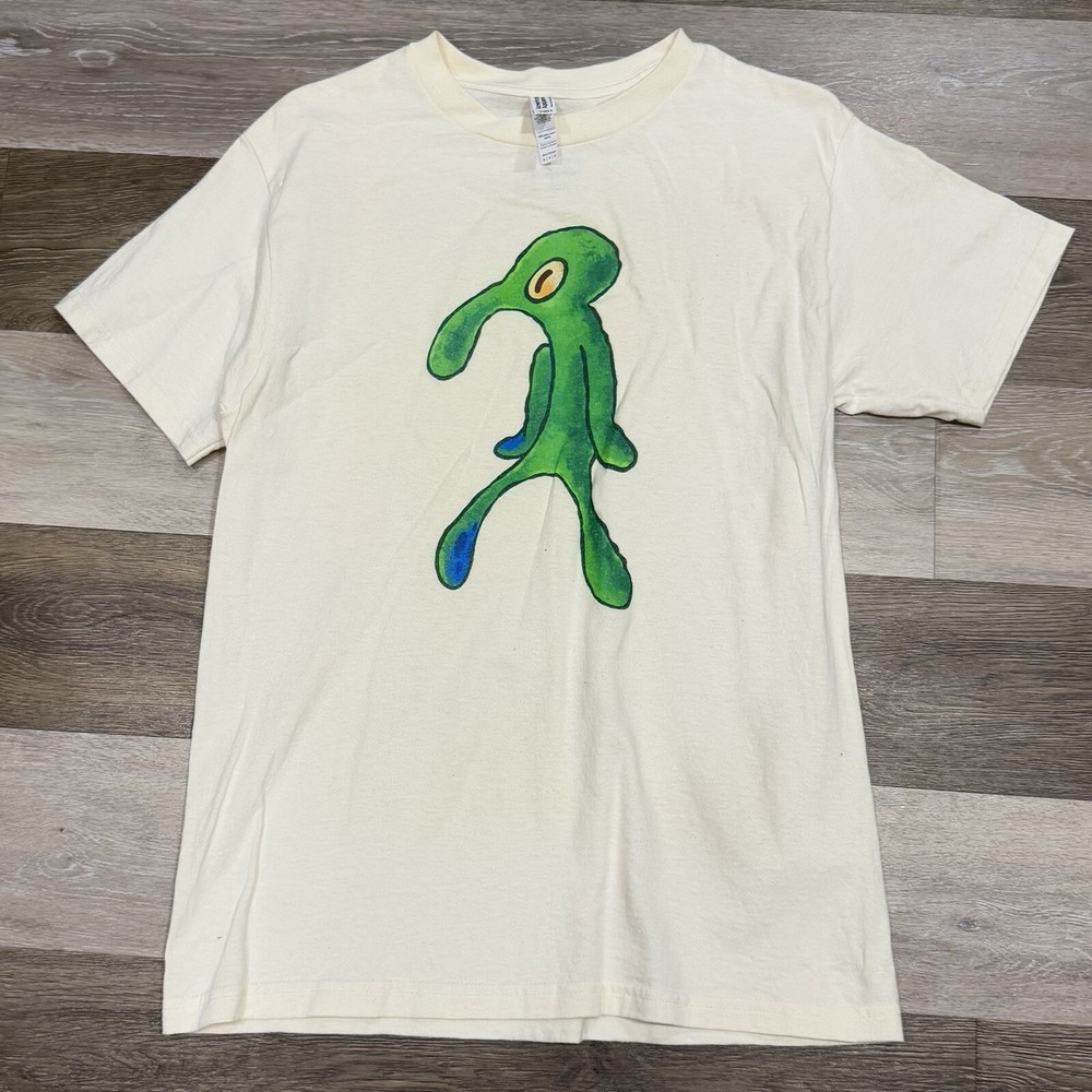 American Apparel SpongeBob Squidward T-Shirt Unisex Sz Medium Cream 28”L in EUC!