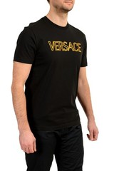 Versace Men’s Black Short Sleeve Gold Logo Embroidery T-Shirt US 2XL IT 56