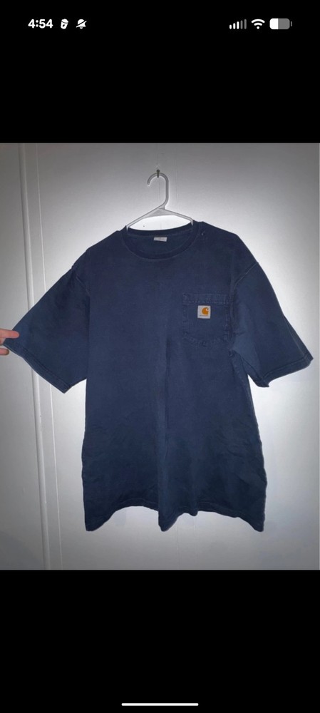 Carhartt Blue Cotton Knit Regular Fit Men’s Pocket Logo Crew Neck T-Shirt L