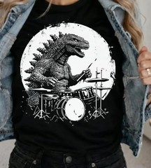 Godzilla Drummer Tee – Fun Music Shirt