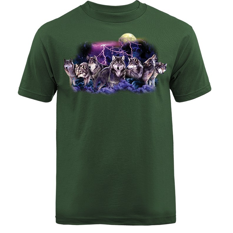 Night Hunt Wilderness Wildlife Wolves Moon Animals Graphic T-shirt