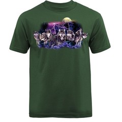 Night Hunt Wilderness Wildlife Wolves Moon Animals Graphic T-shirt
