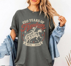 Retro 250 Years of Freedom Cowboy Horse Tee, 1776-2026 Western Shirt, 250th tee