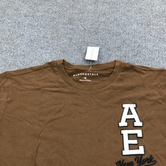 Aeropostale Shirt Mens Medium Brown AERO New York Logo Graphic Tee Tagless