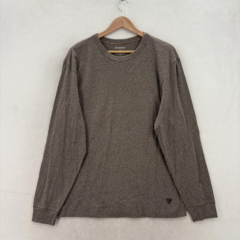 Cremieux Long Sleeve Crewneck Tee Mens Medium Brown Cotton Logo Casual Shirt NWT