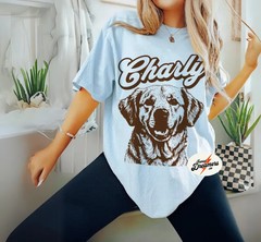 Custom Dog Portrait Comfort Tee Personalized Pet Photo Shirt Gift