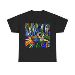 Unisex Adult T Shirt Vibrant Art Deco Woman-Bird Vintage Style Graphic Tee Fun