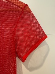Manstore Mens Mesh Showstopper Red Polymide & Elastic T-Shirt Top Size XL