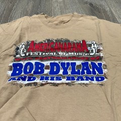 Bob Dylan Americanarama Festival of Music Concert Graphic T-Shirt Tan Mens XL