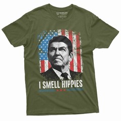 Men’s I smell Hippies T-shirt US President Tee Funny 4th of July Tee