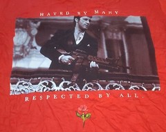 Scarface Tony Montana Hated by Many Respected Hustle Daily Muerte T Shirt Small