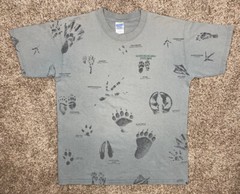 90s Animal Foot Prints Shirt Men Sz Large AOP Queen Helmina Park Double Nature