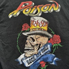 Poison Rock & Roll Heavy Metal Band Skull T-Shirt, Mens 100% Cotton Black Sz XL