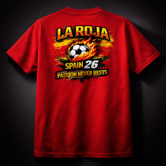 FIFA World Cup 2026 Spain La Roja Soccer Fan Graphic Printed Unisex T-Shirt