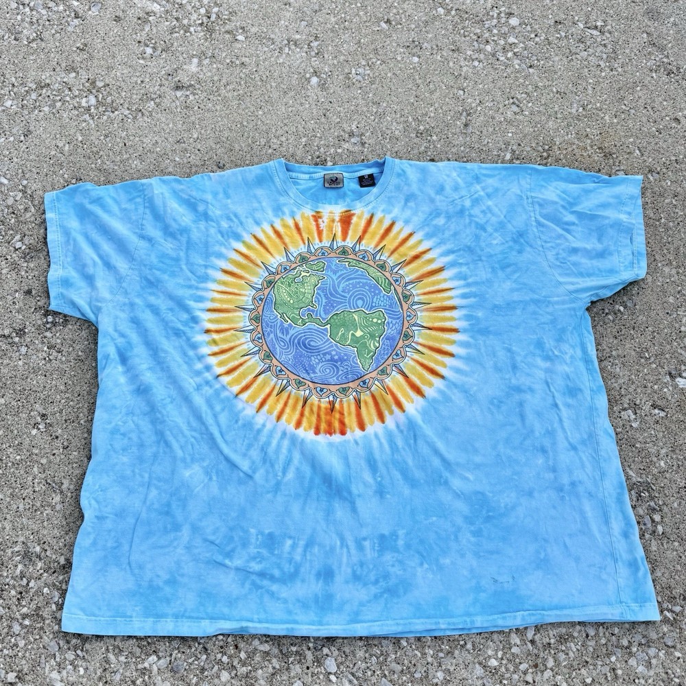 VTG Liquid Blue Double-Sided World Map Globe Graphic T-Shirt Big Tall 6XL 6X