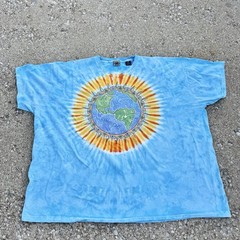 VTG Liquid Blue Double-Sided World Map Globe Graphic T-Shirt Big Tall 6XL 6X