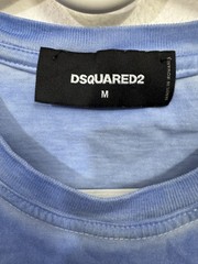 DSQUARED2 Caten Bro Est 1964 Graphic T-Shirt Blue Acid Wash Distressed Men’s M