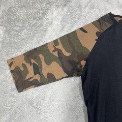 CSG Shirt Mens Medium Black Camo Raglan 3/4 Sleeve Baseball Tee Crew Neck Casual