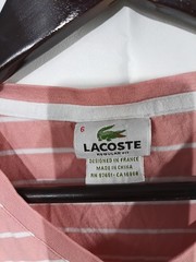 Lacoste Men’s Pink/White Striped V-Neck Short Sleeve T-Shirt Regular Fit 6