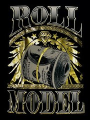 Men’s T Shirt – ROLL MODEL-100 DOLLAR BILL- 100% cotton Black New