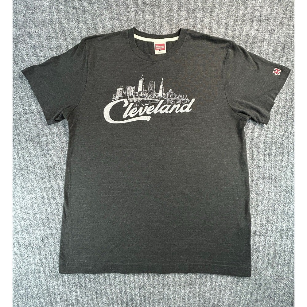 Homage Cleveland Skyline Graphic T Shirt Men’s M Gray Made in USA Short Sleeve