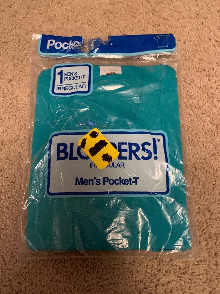 Vintage Bloopers Irregular Pocket T Shirt NWT L Made In The USA