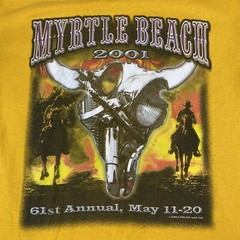 Vintage Myrtle Beach Motorcycle Shirt Mens Medium Yellow Bike Week Y2K 2001