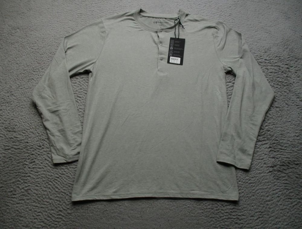 7 Diamonds Henley Shirt Mens Small Gray Core Long Sleeve Performance Tee Jersey