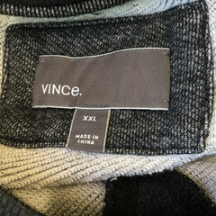 VINCE Mens sz XL/Large Marled Dark Gray White Ribbed Inserts Pullover Shirt