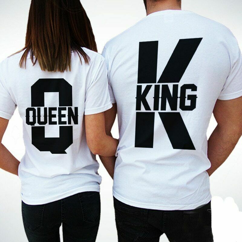 Short Sleeve Matching Lovers Unisex T-Shirts King Queen Casual Loose Couple Tops