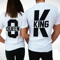 Short Sleeve Matching Lovers Unisex T-Shirts King Queen Casual Loose Couple Tops