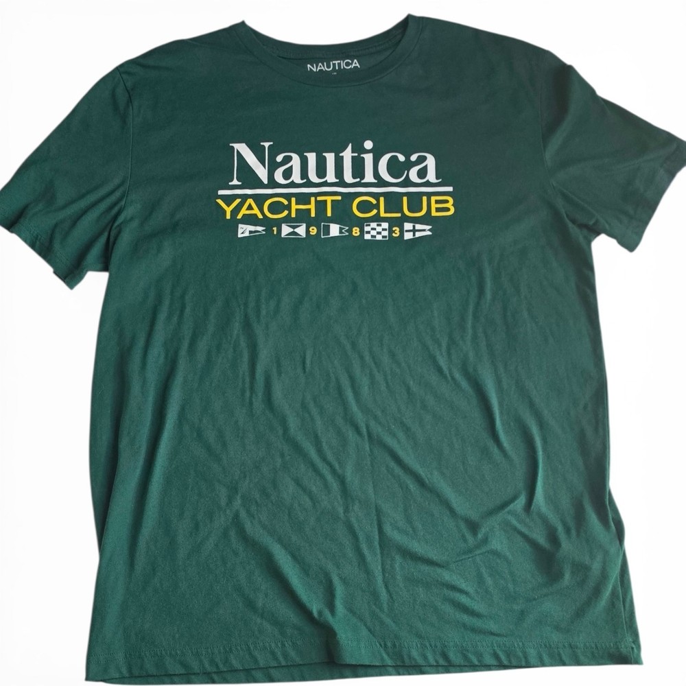 Nautica Men’s Yacht Club Green Graphic Crew Neck Short Sleeve T-Shirt XL