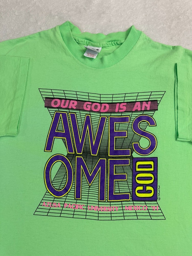 Vintage 1990s Azusa Pacific University Our God Is Awesome T-Shirt, M Barely Worn