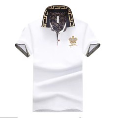 New Men Luxury Diamond Crown Rhinestones Fashion Polo T-Shirt High Quality