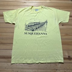 Vintage 80s Hanes Susquehanna Railroad Train Bridge Graphic T-Shirt USA – Large