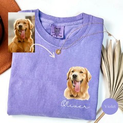 Custom Watercolor Pet Face Comfort Tee Personalized Dog Cat Portrait