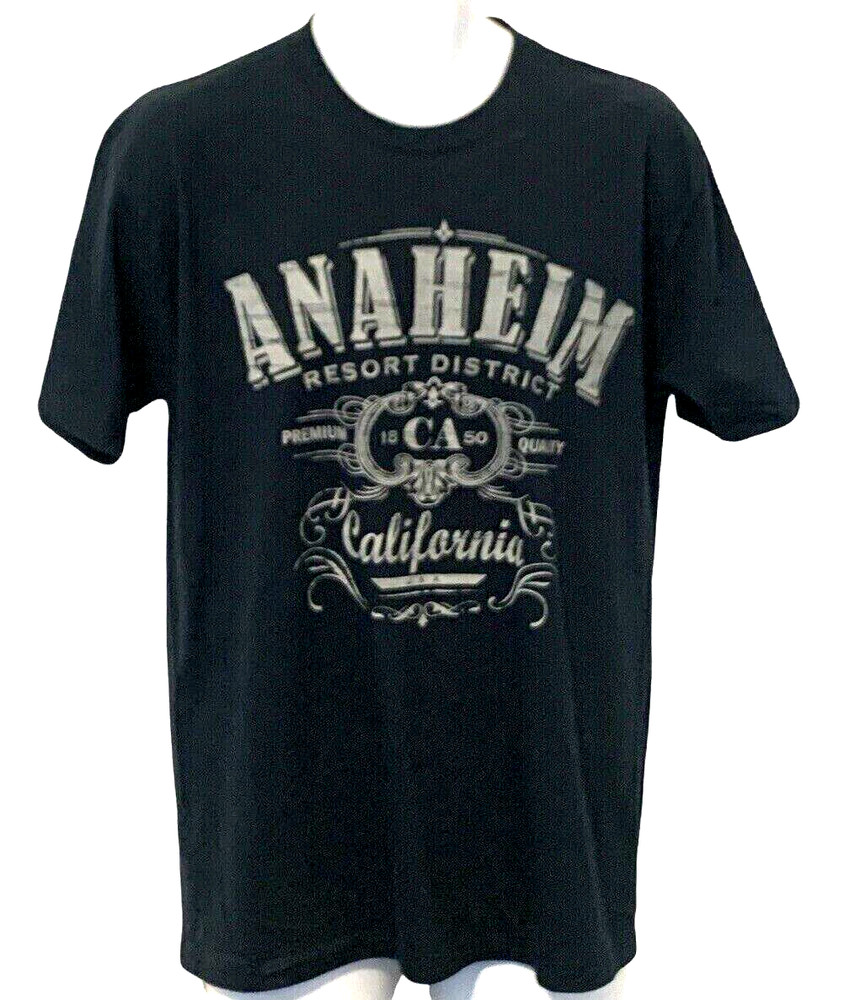 SUNA Mens Anaheim Resort District Graphic T Shirt Size M Blue Short Sleeve