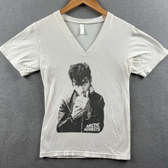 Arctic Monkeys Shirt Adult XS White V-Neck Vintage Y2K Band Tee American Apparel
