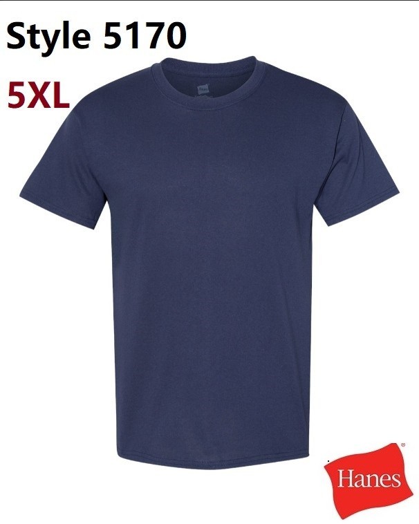 Hanes 5170 5XL EcoSmart Crewneck Short Sleeve Tee Pit to Pit 31″ Unisex Navy