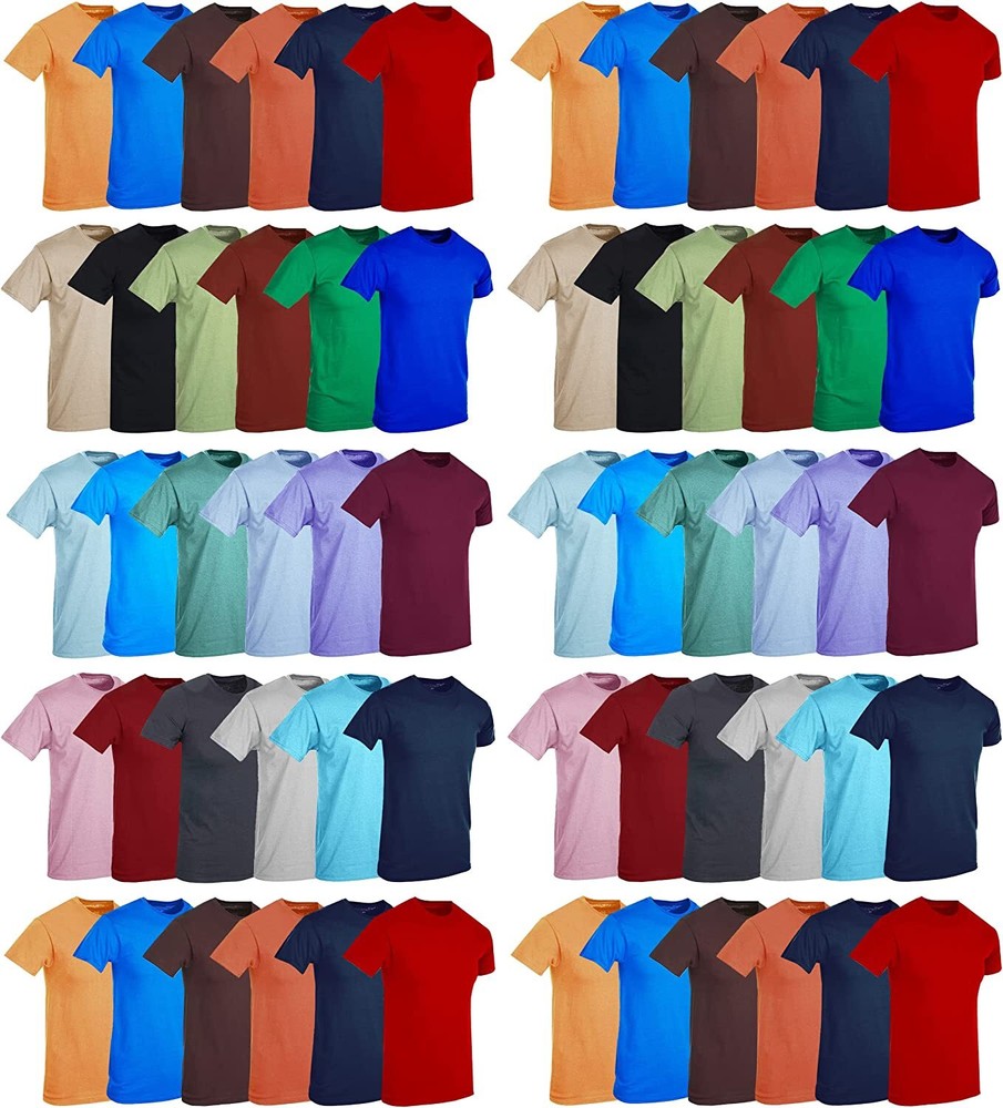 SOCKS’NBULK 60 Pack of Bulk Mens Cotton Crew Tshirts, Assorted Sleeve Tee Shirts