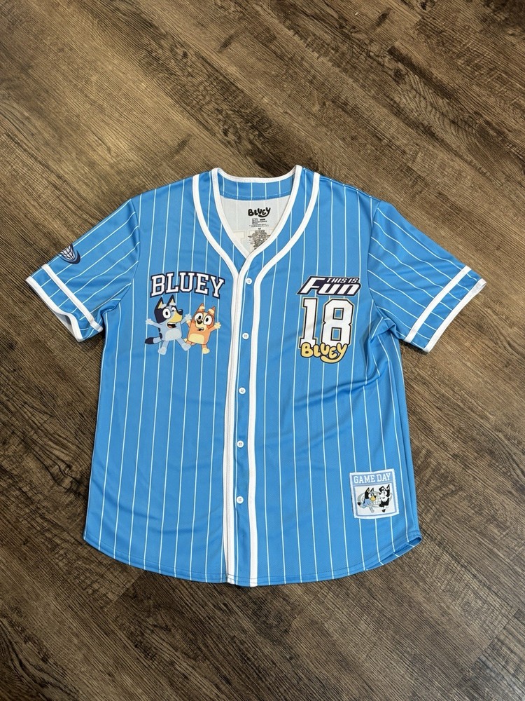 Bluey Baseball Jersey Mens Medium # Kids Cartoon Party Shirt Bluey And Bingo