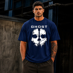 Ghost Skull Graphic Oversized T-Shirt Streetwear Unisex Heavy Cotton Gamers Tee