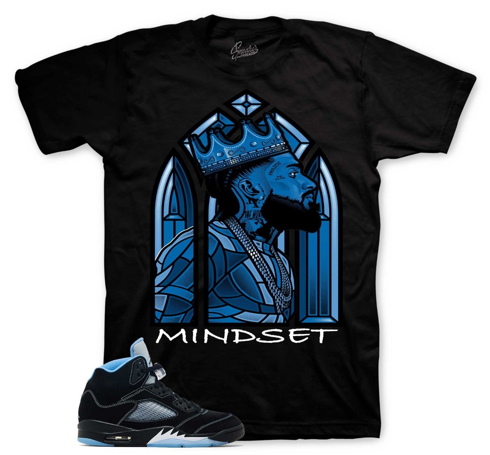 T-Shirt To Match AJ Retro 5 Black University Blue Sneakers – Mindset Tees