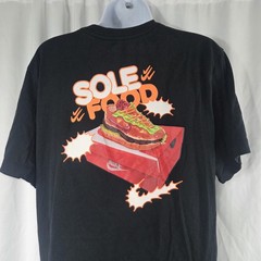 Nike Shirt Mens Large Black Sole Food Burger Graphic Nike Tee 100% Cotton